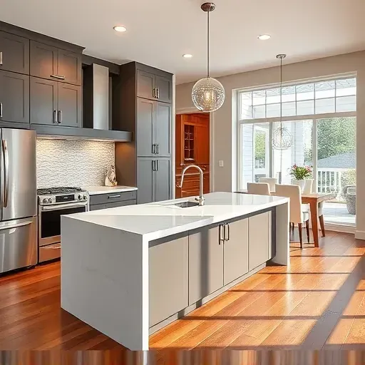 Recently remodeled kitchen in West Chester Township with modern cabinetry, quartz island, and bright, inviting layout.