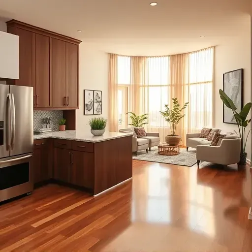 Modern kitchen remodel in Trenton, OH with stainless steel appliances, granite countertops, custom cabinetry, and hardwood floors.