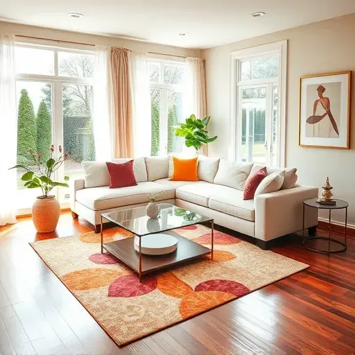 Stylish living room in Greenhills OH with modern furniture, natural light, and elegant decor showcasing remodeling details.