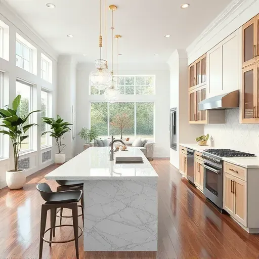 Modern kitchen remodel in Monroe, OH with custom cabinetry, stainless steel appliances, and natural light enhancing design.