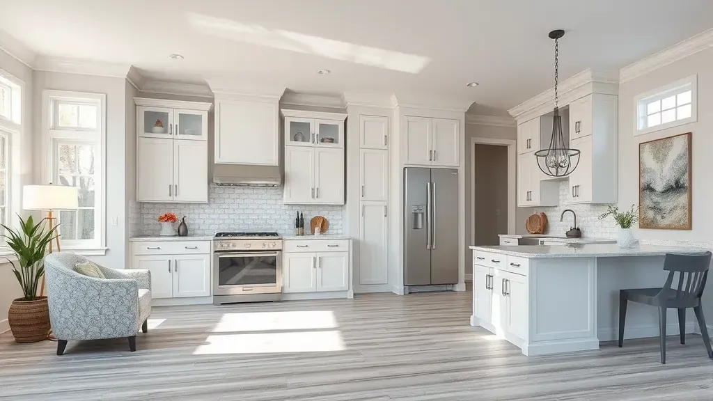 Remodeling in Miamisburg, OH showcasing modern kitchen design and spacious living area.