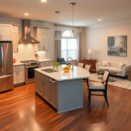 Modern kitchen remodel in South Lebanon OH with sleek cabinetry, granite island, and open floor plan showcasing luxury.