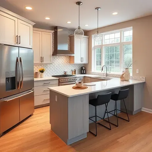 Recently renovated kitchen in West Chester Township with modern cabinetry, quartz countertops, and stainless steel appliances.
