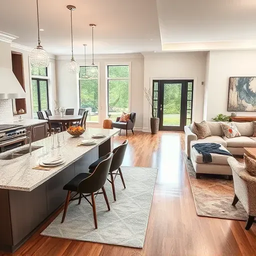 Remodeled open-concept living space in Franklin, OH featuring modern kitchen, stylish dining area, and cozy living room.
