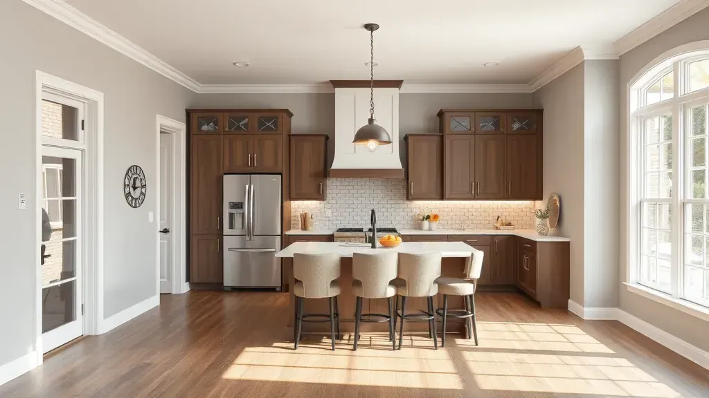 Remodeling in Hamilton, OH showcasing modern kitchen with elegant finishes and open layout.
