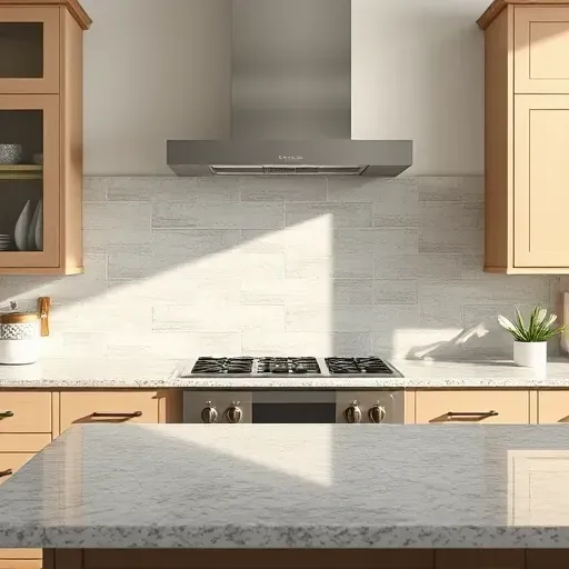 Perfectly installed neutral-tone tile backsplash in a modern West Chester Township kitchen with granite countertops and natural light