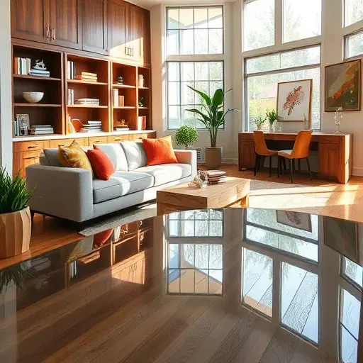 Modern living room in Hamilton, OH, features elegant furniture, natural light, custom cabinetry, and cozy decor.