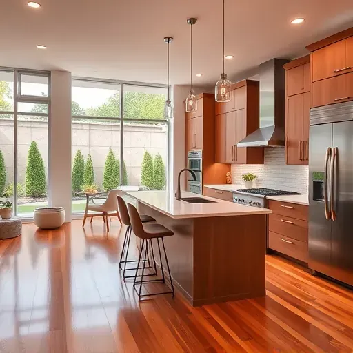 Modern kitchen remodel in Forest Park OH with sleek cabinetry, stainless appliances, and bright open layout.