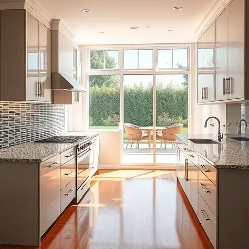 Modern kitchen remodel in Forest Park OH featuring granite countertops, stainless steel appliances, and elegant cabinetry.