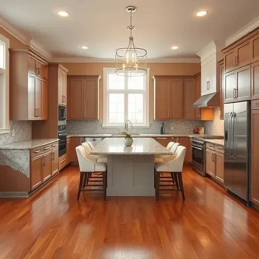 Modern kitchen remodel in Vandalia OH with sleek cabinets, granite countertops, stylish backsplash, and elegant lighting.