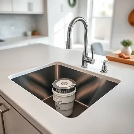 Pristine modern kitchen sink with newly installed garbage disposal in a bright West Chester Ohio home