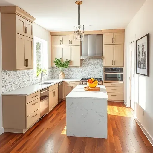 Modern kitchen remodel in Oxford OH with sleek cabinetry, polished quartz countertops, and spacious island with decor.