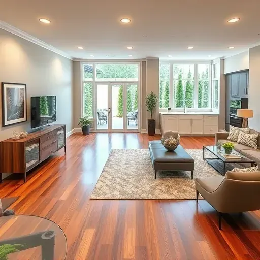 Spacious modern interior in Carlisle, OH features sleek furniture, gourmet kitchen, and inviting natural light.