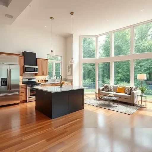 Stunning remodeled interior in Norwood, OH features modern design, open layout, elegant hardwood floors, and stylish kitchen.