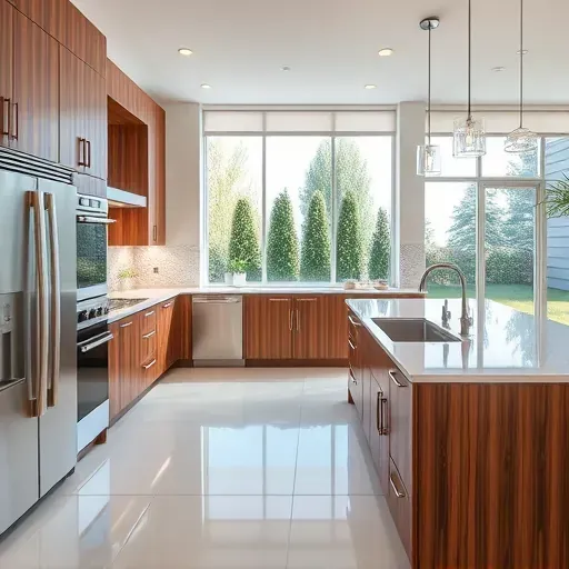 Modern kitchen remodel in Silverton OH features sleek cabinetry, stainless steel appliances, and quartz island with elegant decor.