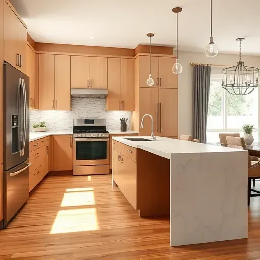 Recently remodeled kitchen in West Chester Township with modern cabinetry, marble countertops, and stylish backsplash.