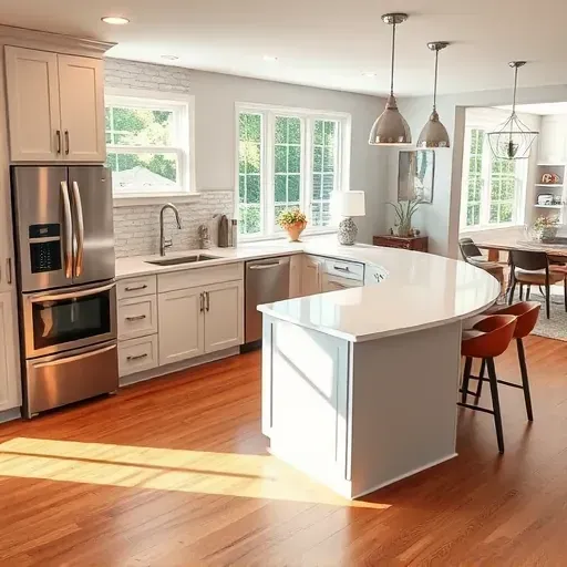 Renovated kitchen in West Chester Township with modern cabinetry, quartz countertops, stainless steel appliances, and natural light.