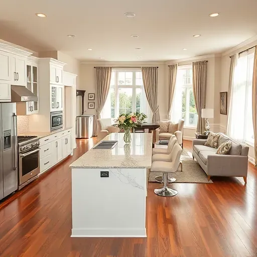 Modern remodeled kitchen and living space in Liberty Township with elegant decor and natural light enhancing the design.