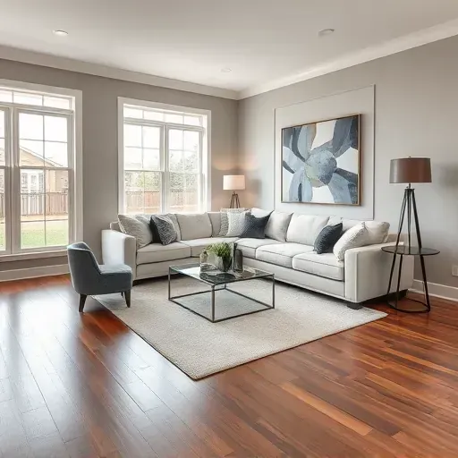 Showcasing a renovated living room in Montgomery OH with modern design, plush furniture, and natural light.