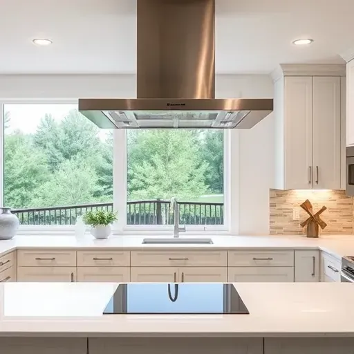 Freshly installed stainless steel kitchen vent hood in a modern luxury West Chester Township kitchen with sleek countertops and elegant cabinetry