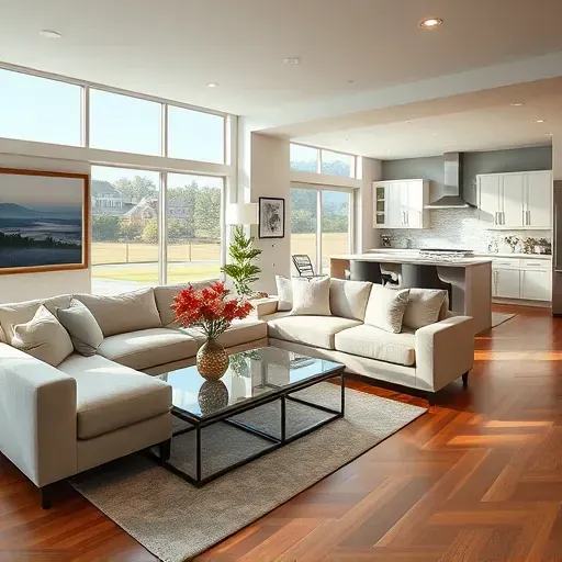 Remodeled living room in Clayton, OH with open floor plan, natural light, modern furniture, and stylish decor.