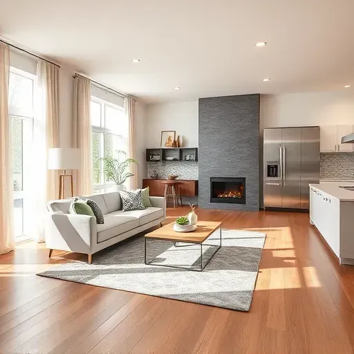 Modern living room remodel in Lebanon OH with elegant decor, natural light, and inviting design elements.