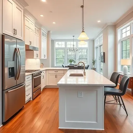 Recently renovated kitchen in West Chester Township, OH with quartz countertops, stainless steel appliances, and hardwood floors.
