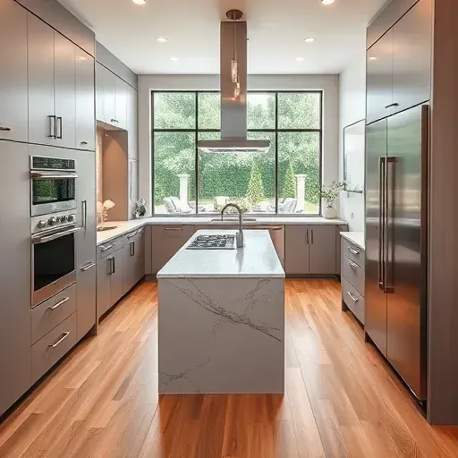 Modern West Chester Township kitchen remodel showcasing sleek cabinetry, marble countertops, and spacious layout with elegant design.