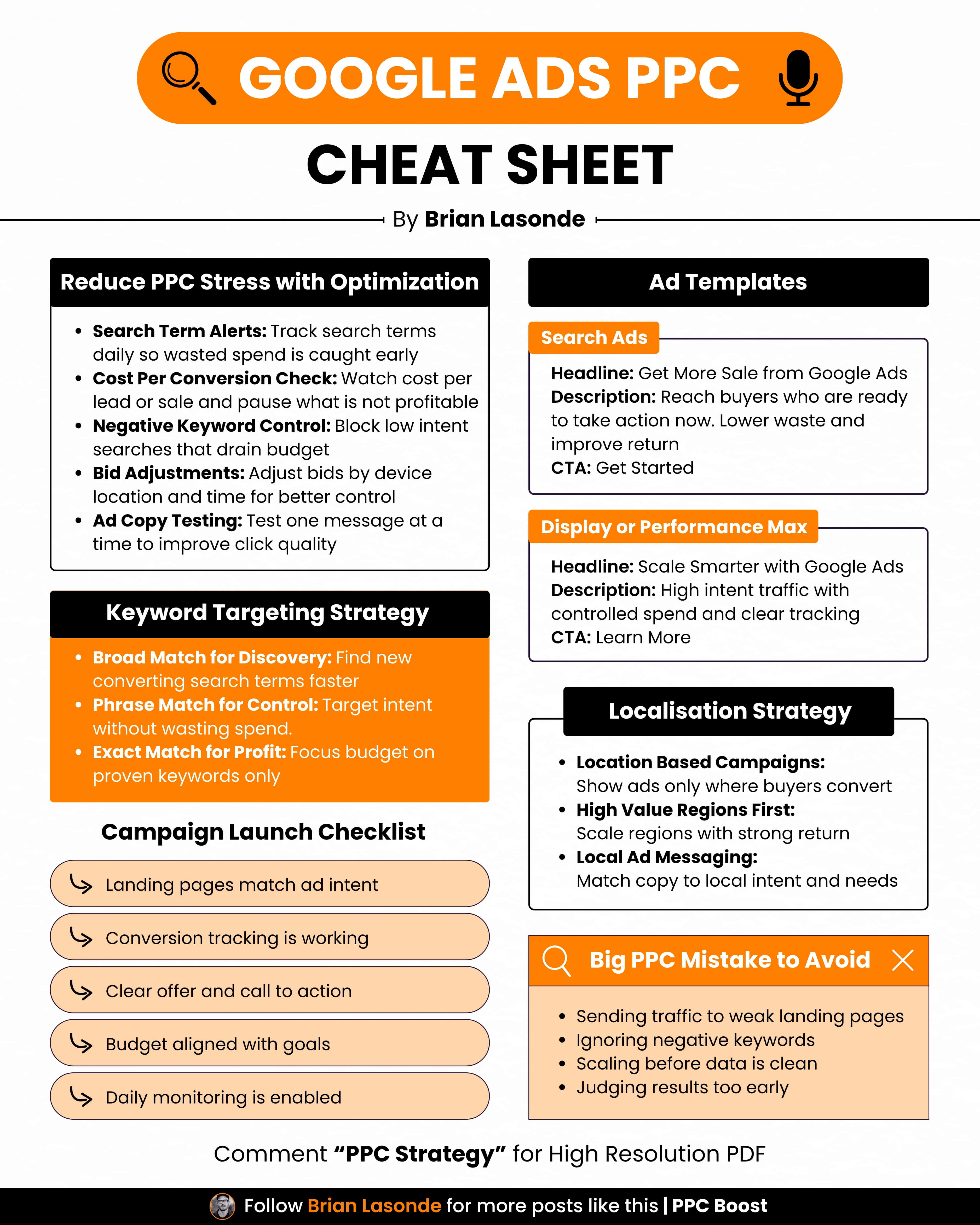 Google Ads PPC Cheat Sheet: Optimization, Templates & Strategy