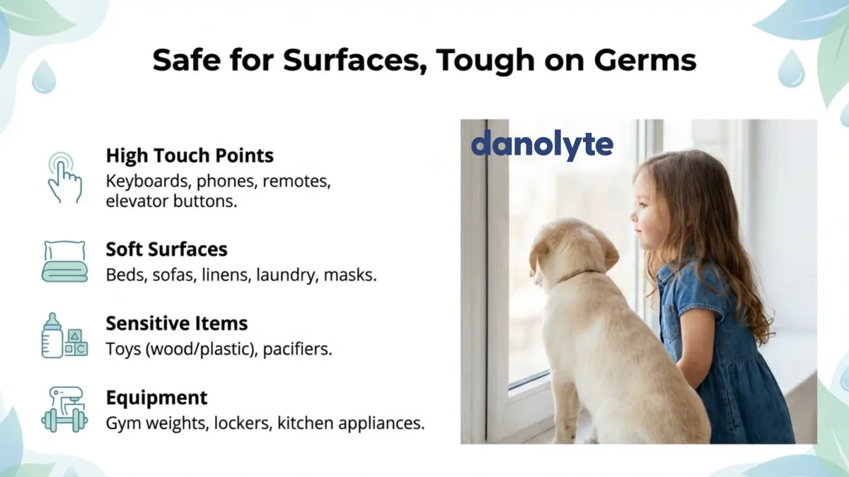 alt="EPA-registered disinfectant (91582-1) — EPA List N; hospital-grade efficacy against flu, norovirus, and bacteria"