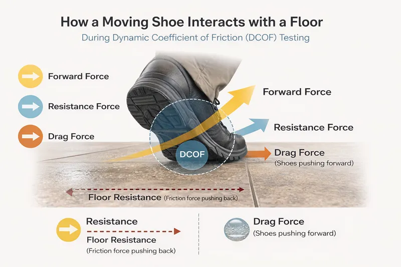 How a moving shoe interacts with a floor