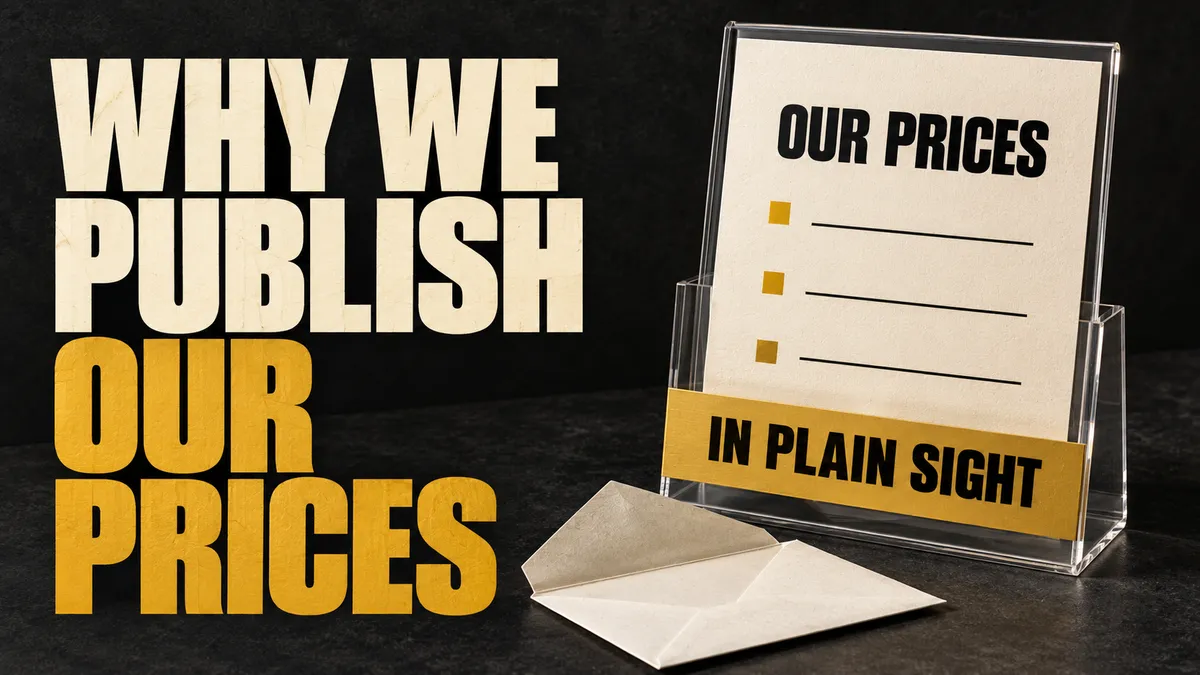 Why we publish our prices