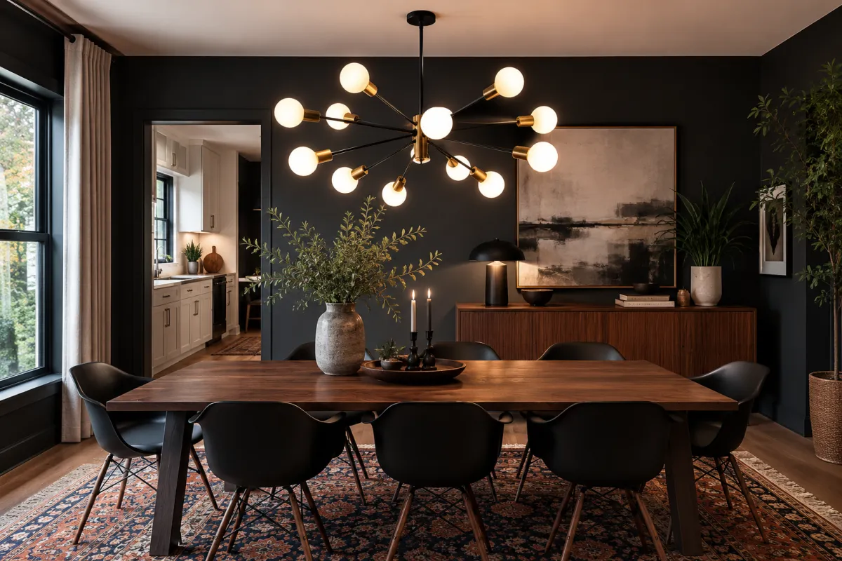 A curated modern living space showcasing neutral tones and textured layers