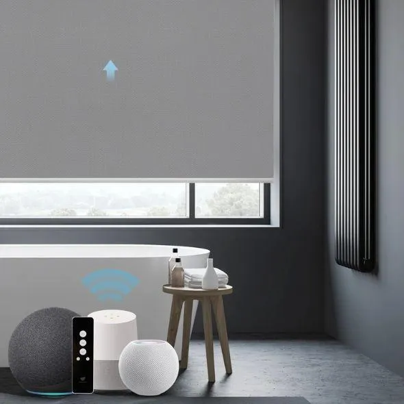 This is a Motorized Roller Shades 100% Blackout Vinyl