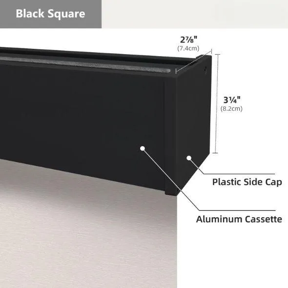 Black Square Valance Roller Shades 100% Blackout Essential