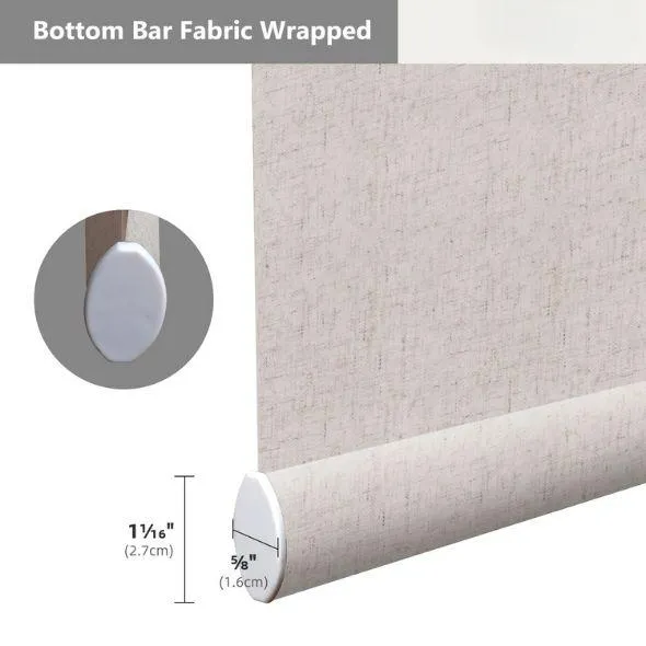 Fabric Wrapped Bottom Bar Light Filtering Roller Shades 70% Blackout Linen