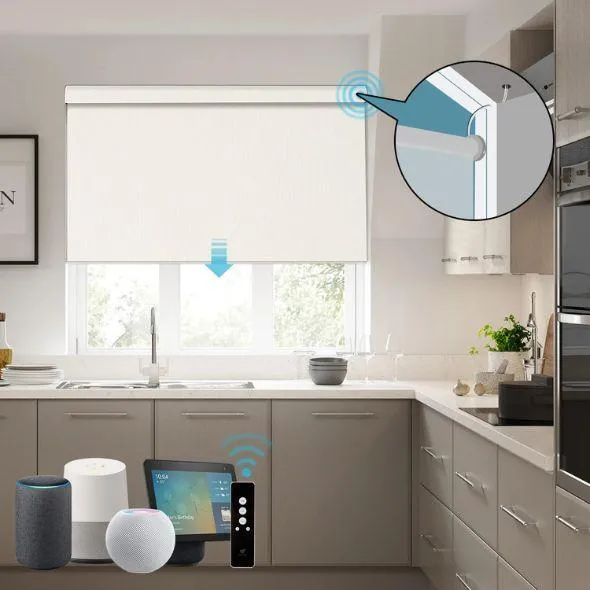 This is a Hardwired Motorized Roller Shades 100% Blackout Vinyl