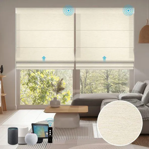 This is a Motorized Light Filtering Roman Shades 60% Blackout Clio