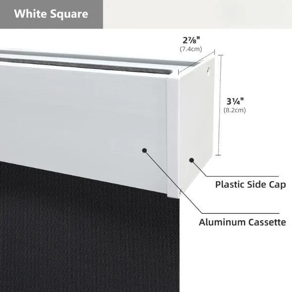 White Square Valance Light Filtering Solar Shades 1%/3%/5% Openness Aventus