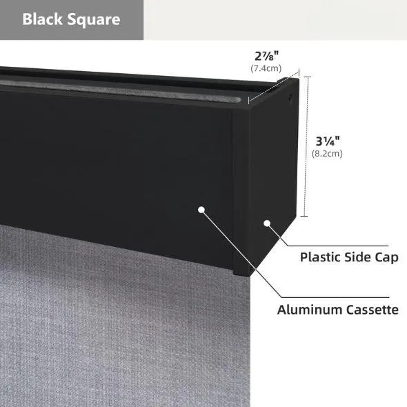 Black Square Valance Roller Shades 100% Blackout Vigor