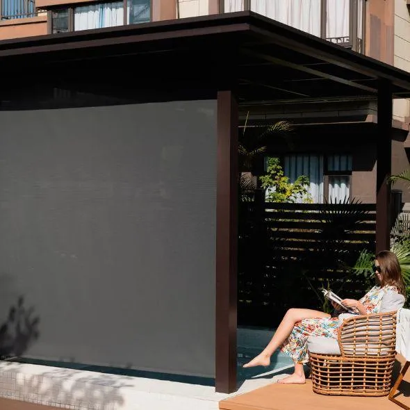 This is a Motorized Outdoor Shades 1%/3%/5% Openness