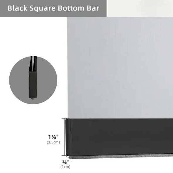 Black Square Bottom Bar Roller Shades 100% Blackout Vinyl 