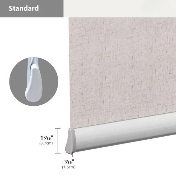 Standard Bottom Bar Light Filtering Roller Shades 70% Blackout Linen