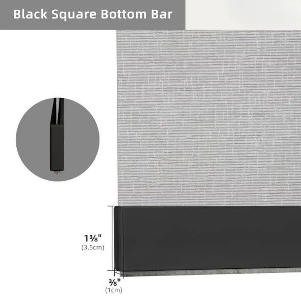 Black Square Standard Bottom Bar Roller Shades 100% Blackout Safari