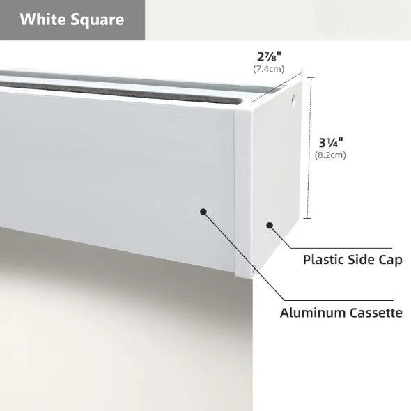 White Square Valance Roller Shades 100% Blackout Vinyl 
