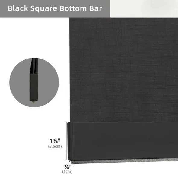 Black Square Bottom Bar Standard Valance Light Filtering Roller Shades 60%/70% Blackout Twilight