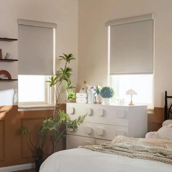 This is a Hardwired Motorized Roller Shades 100% Blackout Essential