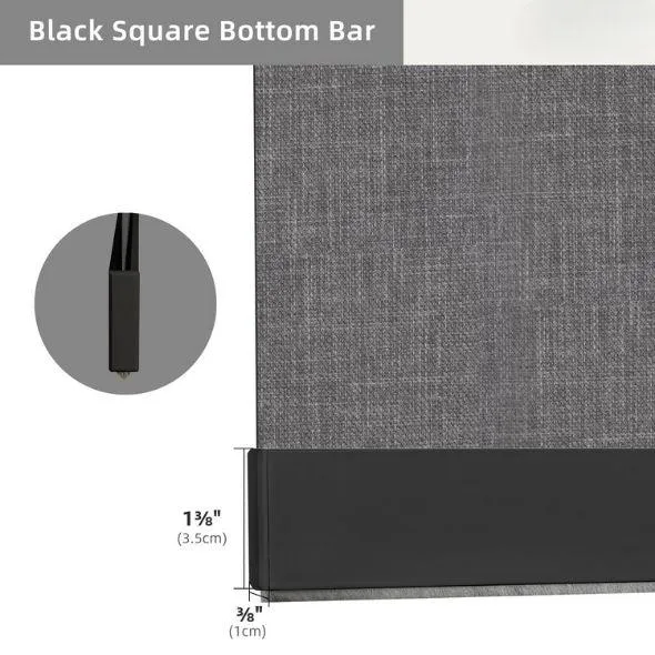 Black Square Bottom Bar Roller Shades 100% Blackout Vigor