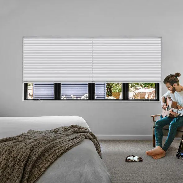 This is a Motorized Blackout Cellular Shades Hazel