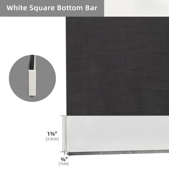 White Square Bottom Bar Standard Valance Light Filtering Roller Shades 60%/70% Blackout Twilight